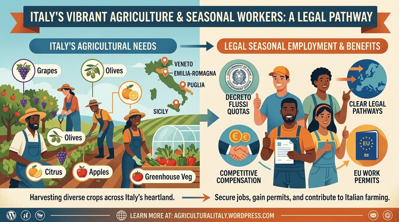 Tags: #JobsInItaly #AgricultureJobs #ItalyWorkVisa #DecretoFlussi #SeasonalJobs #FarmJobsEurope #ItalySalary #WorkInEurope